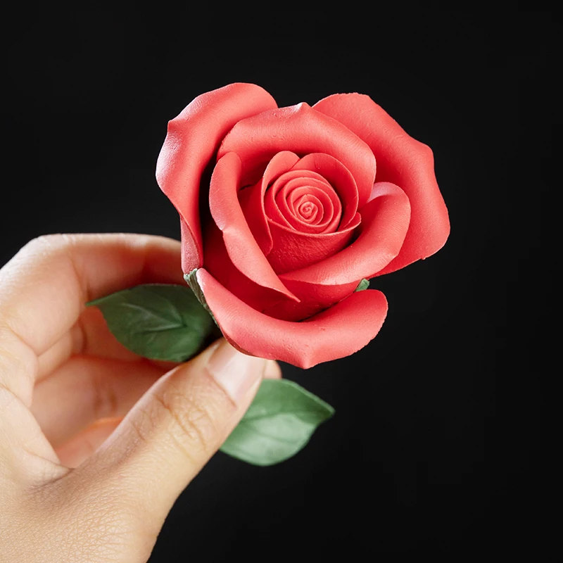 0037 Handmade Ceramic Rose Decoration Girlfriend Wife Birthday Gift Home Bedroom Decorations Chinese Ceramic