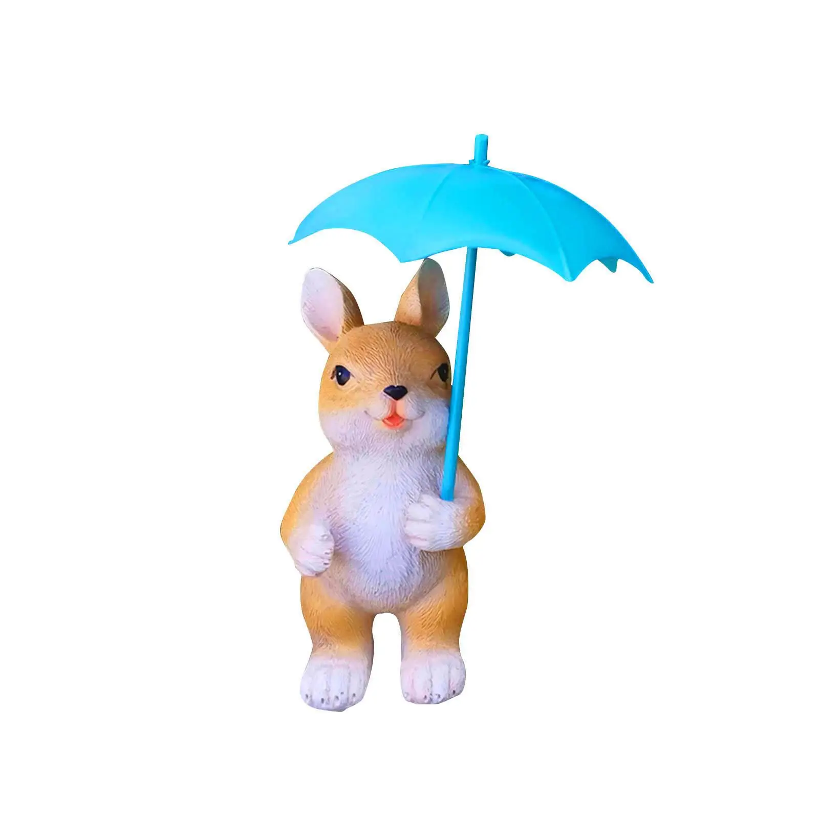 

Rabbit Sculpture Rabbit Standing with Umbrella Lifelike Art Crafts Umbrella Rabbit Figurine for Yard Lawn Landscape Decor
