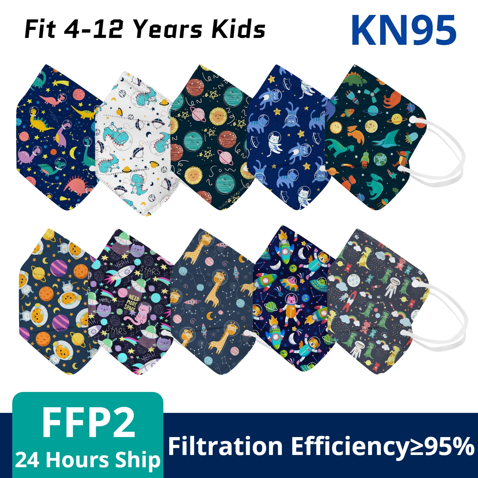 10PCS 5Layers kn95 Mask Kid kn95 Masks 4-12 Years Old Boys Girls Children ffp3 Mask Safety Protective fpp2 homologada mask