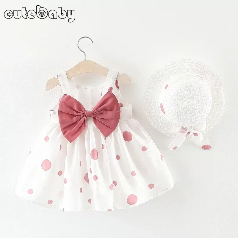 Baby Girl Dress Summer Infant Cotton Toddler Dresses + Sunhat Newborn Clothing Set