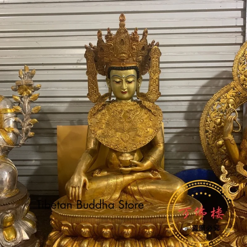 

One-Meter Juwo Buddha Seiko Copper Gilt Craft Master Open Face Tibetan Buddha Statue Bronze Statue Home Ornaments