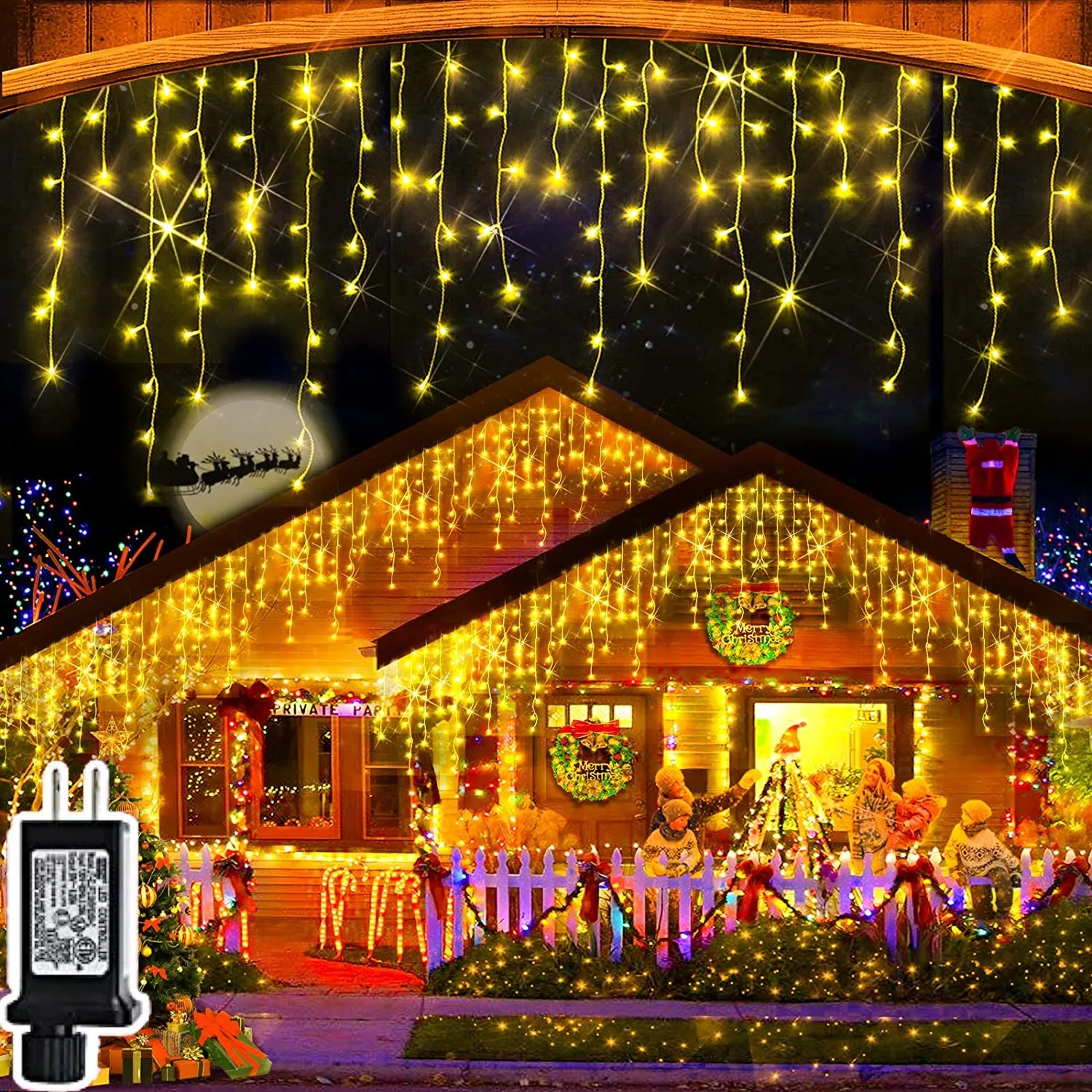 

Icicle Christmas Lights Outdoor-720LED 60FT Cold White Fairy String Lights-8 Modes Connectable Timer IP44 Waterproof with Remote