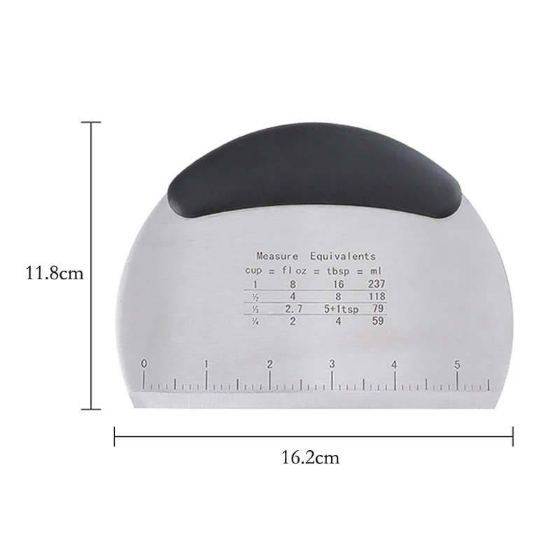 Dough Scraper Stainless Steel Pastry Dough Cutter Semicircular Bench Scraper Cake Bread Pizza Dough Cutter Chopper Baking Tools