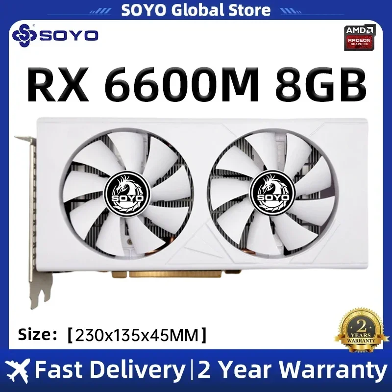  SOYO RX 6600 6600XT 6600M Graphics Card 8GB GPU GDDR6 8Pin Computer Video Card Support AMD Intel Desktop CPU placa de video