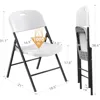 650 Weight Limit Heavy Duty Plastic Folding Chair with Reinfoced Steel Frame (White, 4 Pack), Beach Chairs 3