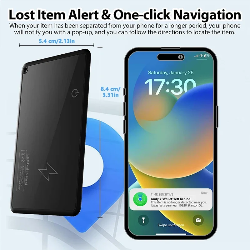 Wallet Tracker Card GPS Locator Smart Tag Wireless Charging Tracking Location for Iphone Apple Device