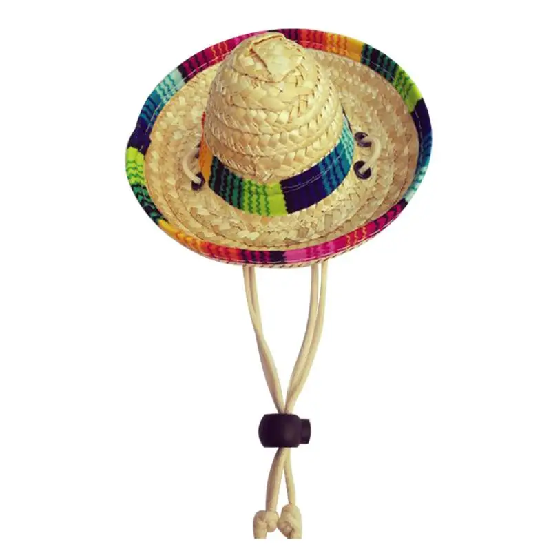 Mexican Pet Straw Hat Mini Straw Sombrero Hats Mexican Hats Sombrero Party Hats Pet Hat For De Mayo Small Pets Cats Dogs Party summer summer panama straw jazz hat men 2020 cowboy hats solid women unisex beach caps sun hats sombrero mujer chapeu fedora hat