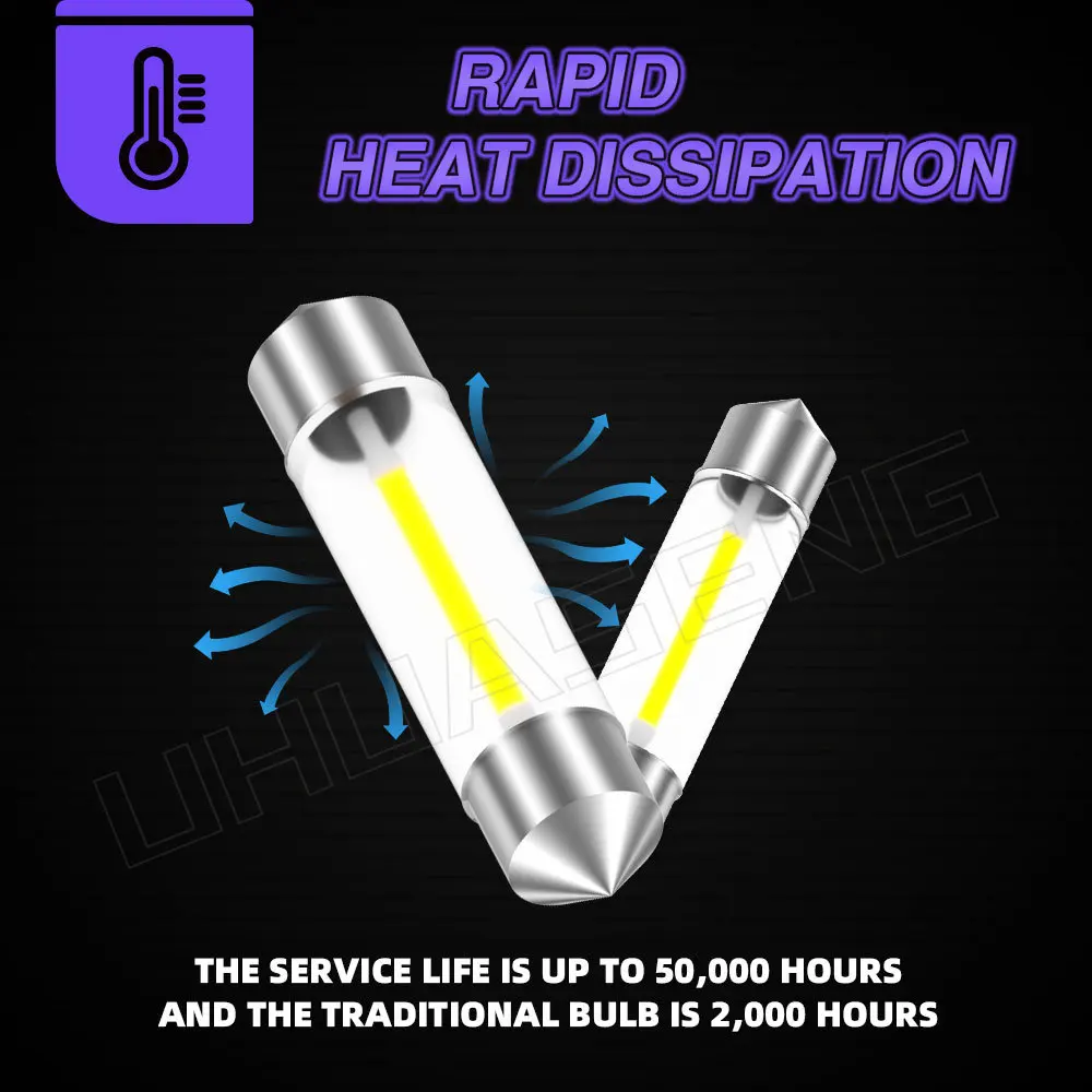 UHUASENG 2PCS 6V 12V 24V C5W Led ���� C10W ���� 31mm ���� 36mm 39mm 41mm 28mm �� ��ũ ���� ���� ������ ȭ��Ʈ ��ȣ �ڵ��� ����Ʈ