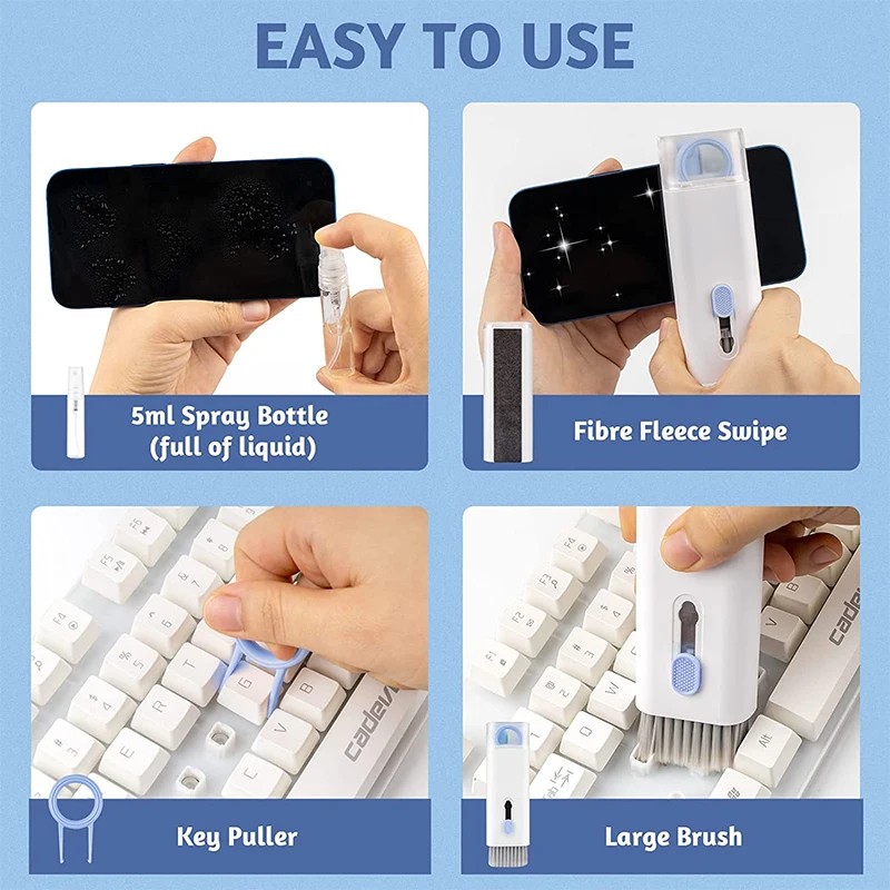 7-in-1 Keyboard Cleaning Kits Airpods Cleaner Headset Cleaner Pen Laptop Screen Cleaning Bluetooth Earphones Cleaning Kit 5