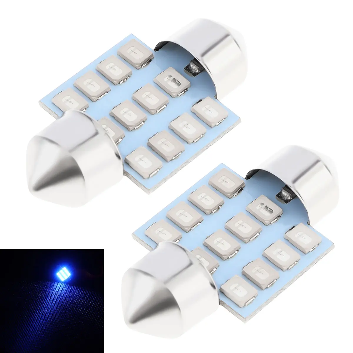 

2шт 31 мм длина 12-SMD 5050 Светодиодный лампочки салона автомобиля синий свет