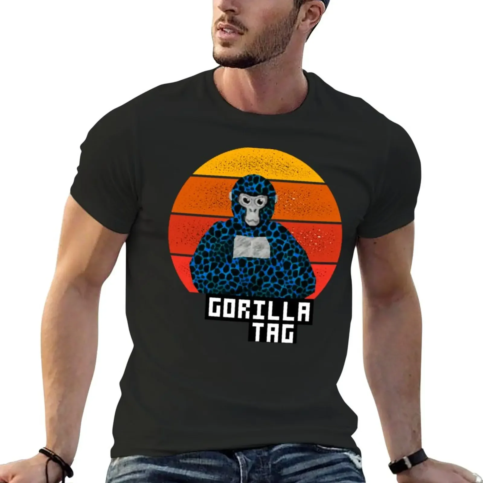 Gorilla Tag Pfp Maker Gorilla Tag Blue Lava Vintage T-Shirt Plain Anime Magliette Alte Da Uomo Ad Asciugatura Rapida