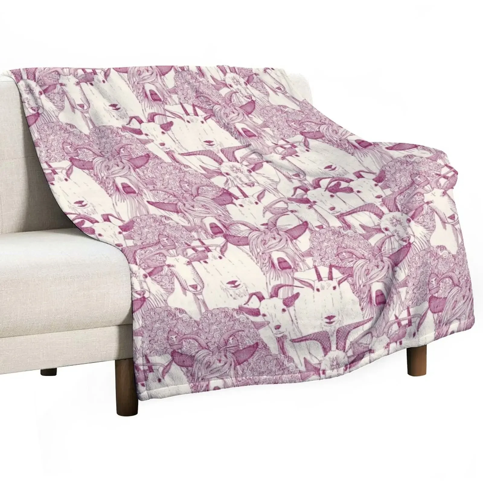 

just goats cherry pearl Throw Blanket Picnic Plaid on the sofa Hair Blankets