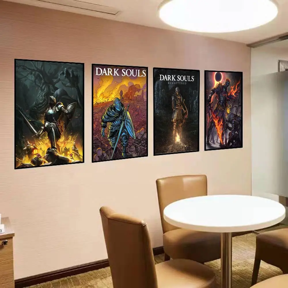 

Dark Souls Poster Self-adhesive Art Poster Retro Kraft Paper Sticker DIY Room Bar Cafe Vintage Decorative Painting