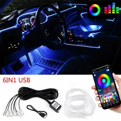 Adjustable EL Wire Ambient Atmosphere LED Strip Lights with App Control (6in1 8m USB)