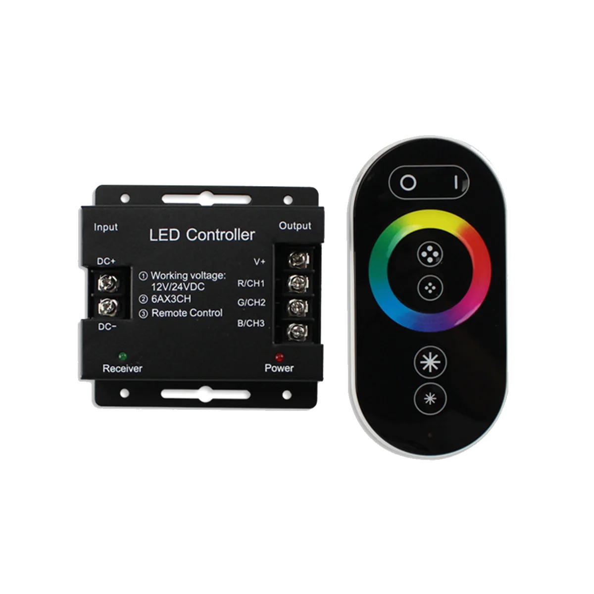 

DC12-24V LED Strip Light RF Touch Remote Controller Dimmer for 5050 RGB Tape Lights Adjust Brightness