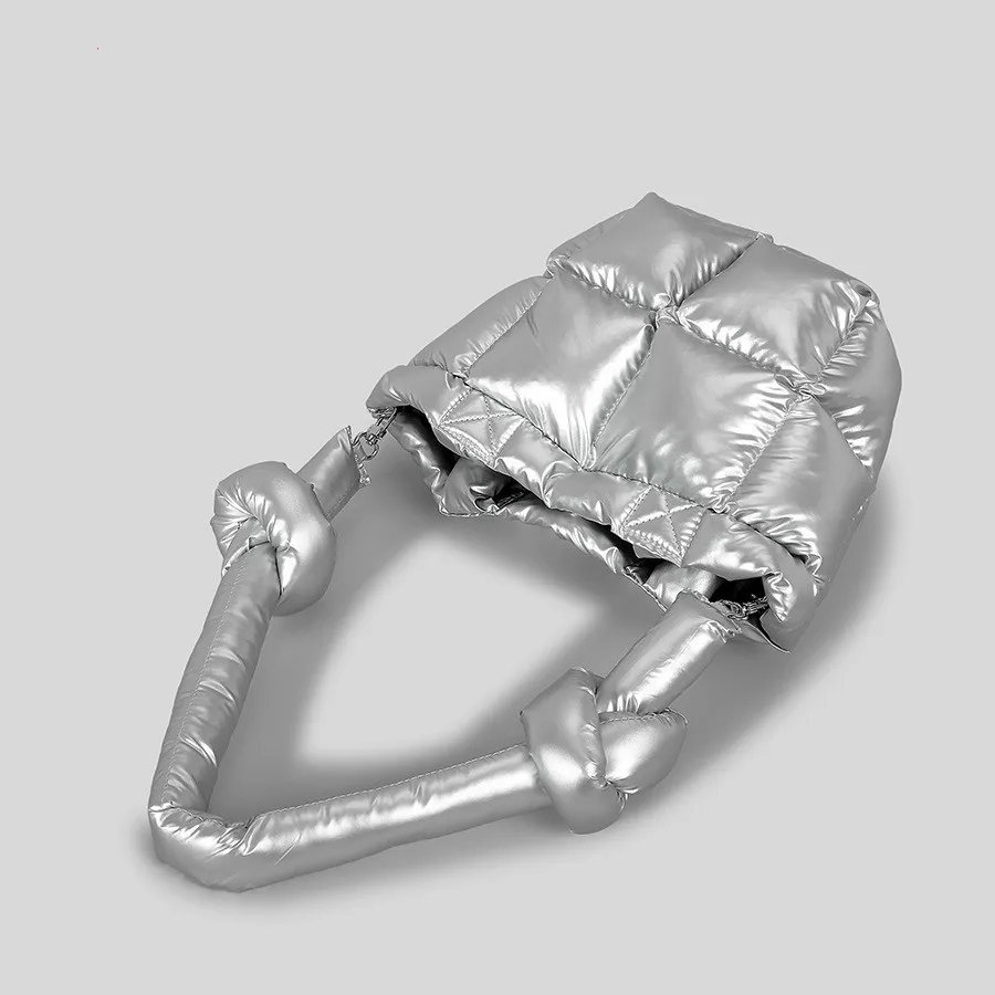 Designer Brand Lingge Quilted Padded Tote Nylon Women Handbags Luxury Down Cotton Shoulder Crossbody Bags Shopper Bag 2024