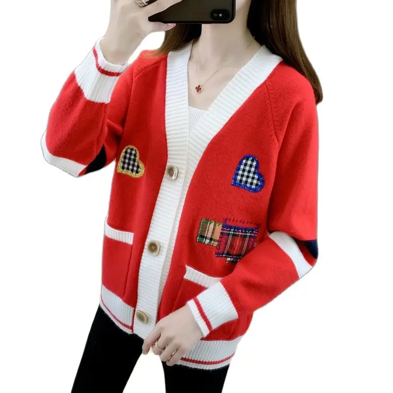 

2022 Spring Autumn New Female Clothing Medium Long Cardigan Knitting Sweater Coat Loose V Neck Long Sleeves Women SweaterTops