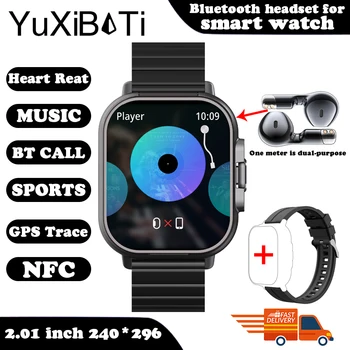 2024 Smart Watch 2 in 1 With Earphone Smartwatch Bluetooth Call Men Watch GPS Track Heart Rate Monitor Play Music SmartWatch 8