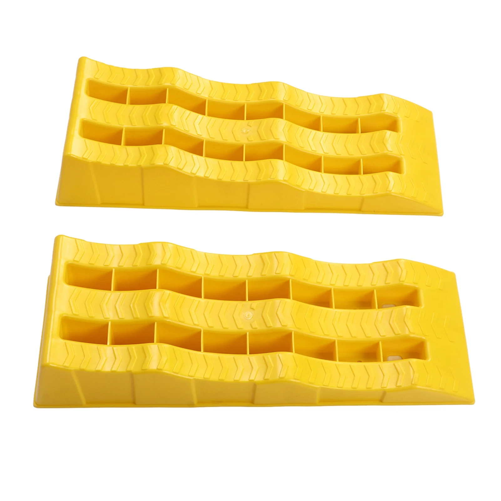 2Pcs Motorhome Leveling Ramps RV Accessories 3 Stage Yellow Trailer Camper Wheel Chocks for Stabilizing Uneven Ground Parking