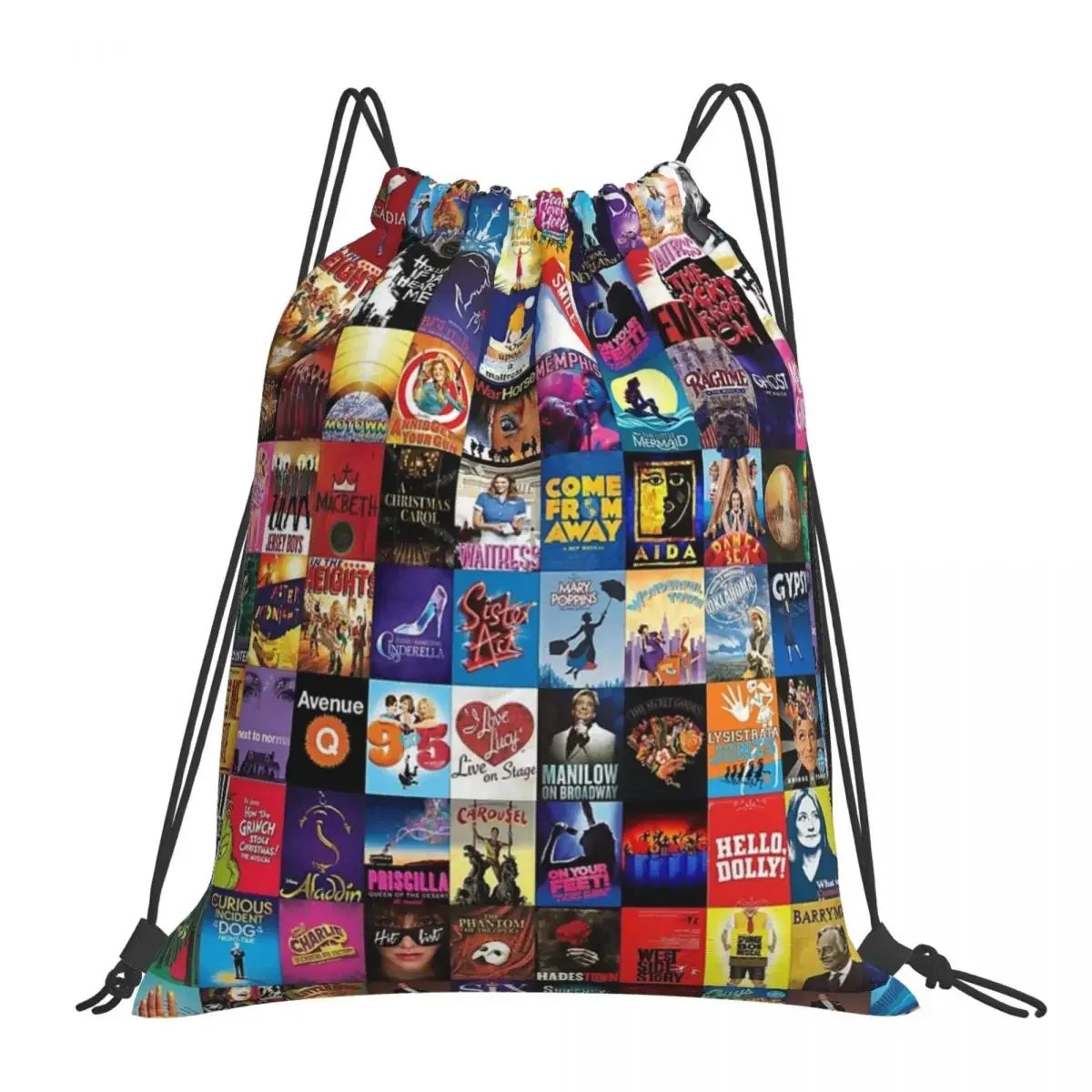 

Broadway Theater Backpacks Casual Portable Drawstring Bags Drawstring Bundle Pocket Sports Bag Book Bags For Man Woman Students