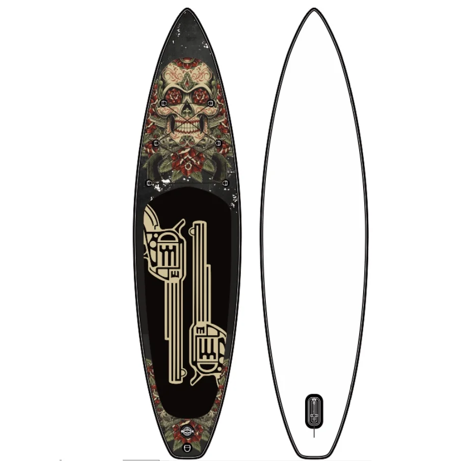 

2024 Gun & Rose design Yoga balance power jet surf black cool new fashion surfboard surf board with leash fins and bag