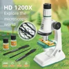 200X-600X-1200X Trinocular Microscope Kit Children Biological Microscopio High Definition Eyepiece Kids Lab Science Educational 2