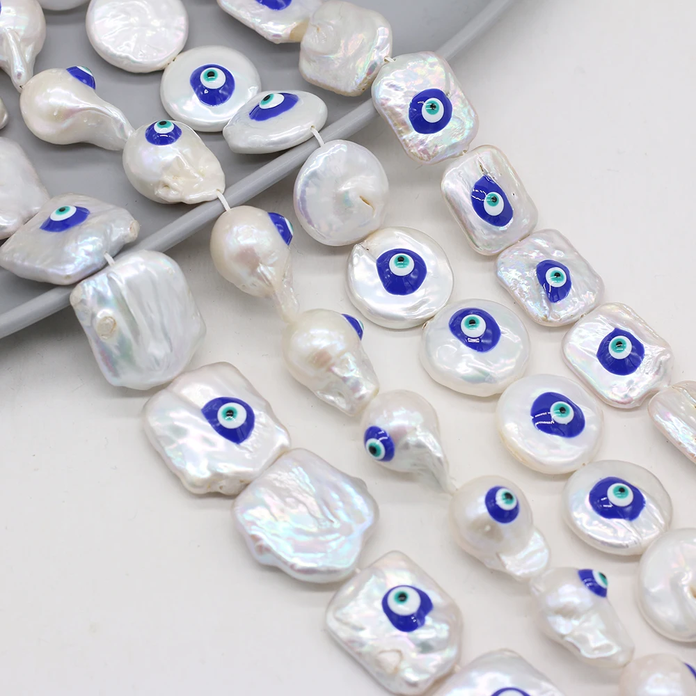 Natural Pearl Beaded Baroque Square Rectangular Single-sided Eye-shaped Beads for DIY Jewelry Making Necklace Bracelet 36cm