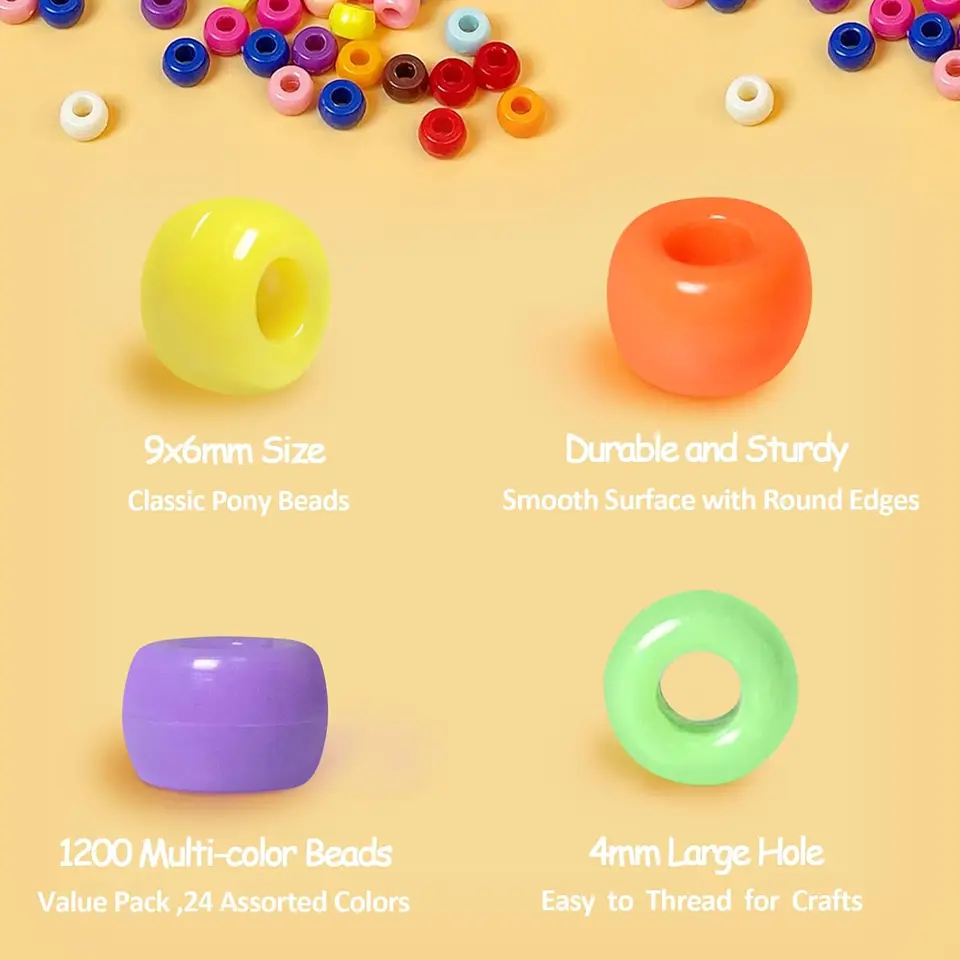 Juego De 3600 Cuentas De Plástico Multicolor Para Manualidades, Cuentas