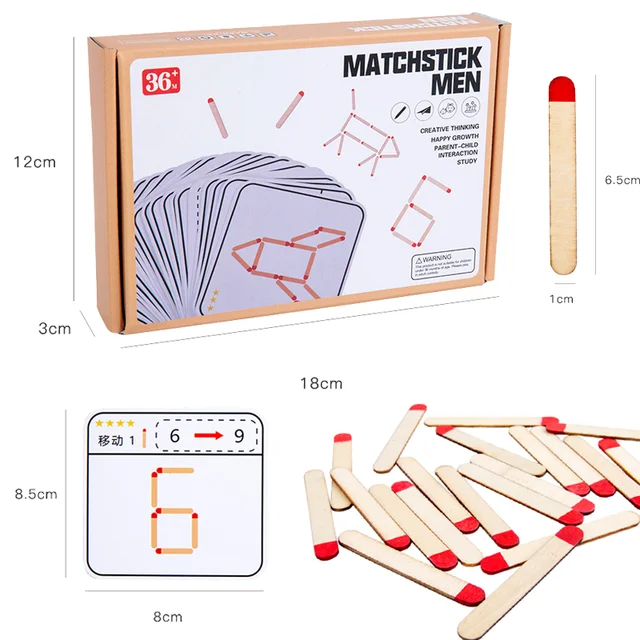 Montessori Wooden Toys DIY Matches Puzzles Game Thinking Match Puzzle Board Games Logic Training Educational Math Toys for Kids 6