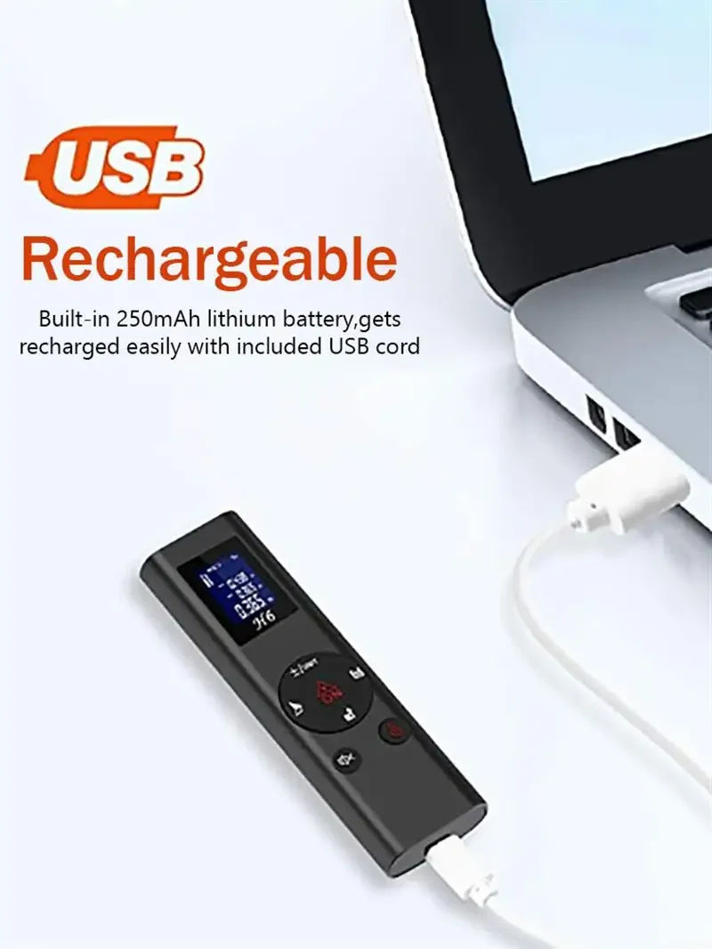 

Handheld Distance Meter for Indoor Design Construction Field 40m Digital Rangefinder Mini USB Charging Rechargeable