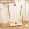 Kids Clothing Rack with Storage Box, Dress up Rack, Child Garment Rack with Hanging Rods, Small and Foldable, Bamboo (Natural) 2
