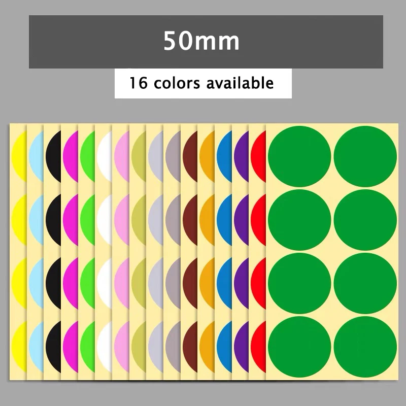 15 Sheets Colored Dot Sticker 50mm Round Self-adhesive Label Paper Handwritten Paste DIY Handmade Stickers Price Tag Labels 100 sheets kraft sticker paper labels 8 5 x 11 in self adhesive diy craft project for laser