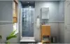 Lumen 34-35 in W by 72 in H Semi-Frameless Hinged Shower Door in Chrome Clear tempered glass shower door 5