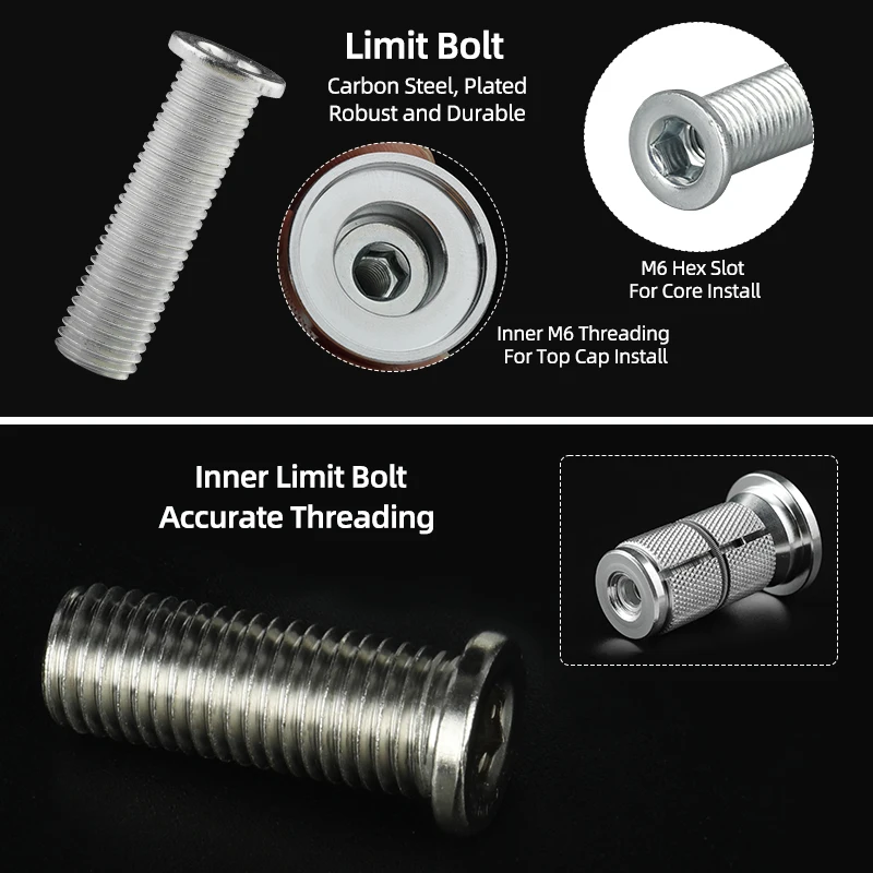 Bicycle Compression Plug Steerer Headset Expansion Bolts Insert Bowl Top Cap Mount 1 1/8" Expander Nuts Carbon Fork Anchor