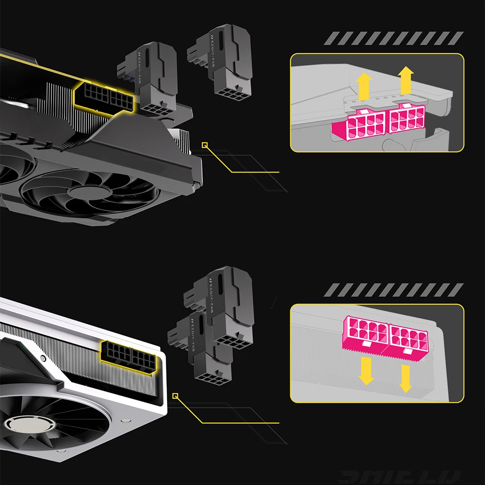 90 Degree Angled 8Pin PCIe GPU Power Adapter for Desktop Graphics Cards
