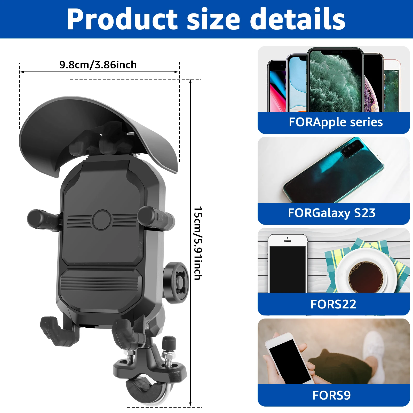 حامل هاتف للدراجة النارية مضاد للاهتزاز، مع نظام ت...