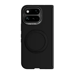 Elegant Skin Feel Case with 360° Rotating Magnetic Stand and Metal Lens Protection - Shockproof Design for Google Pixel 11 Pro Fold (Black)