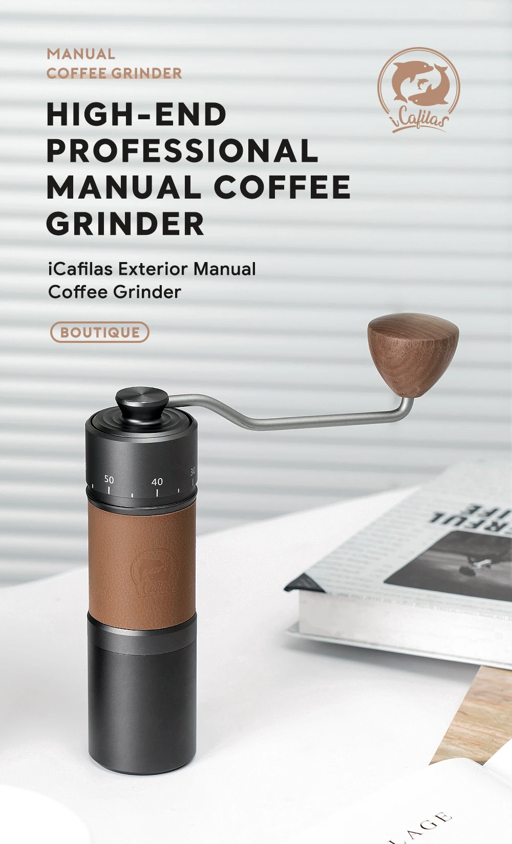 Description Picture 4 of itemiCafilas Upgrade Manual Coffee Grinder Professional 420 Stainless Steel 7 Core Burrs Coffee Beans Grinder Handmade Coffee Tools