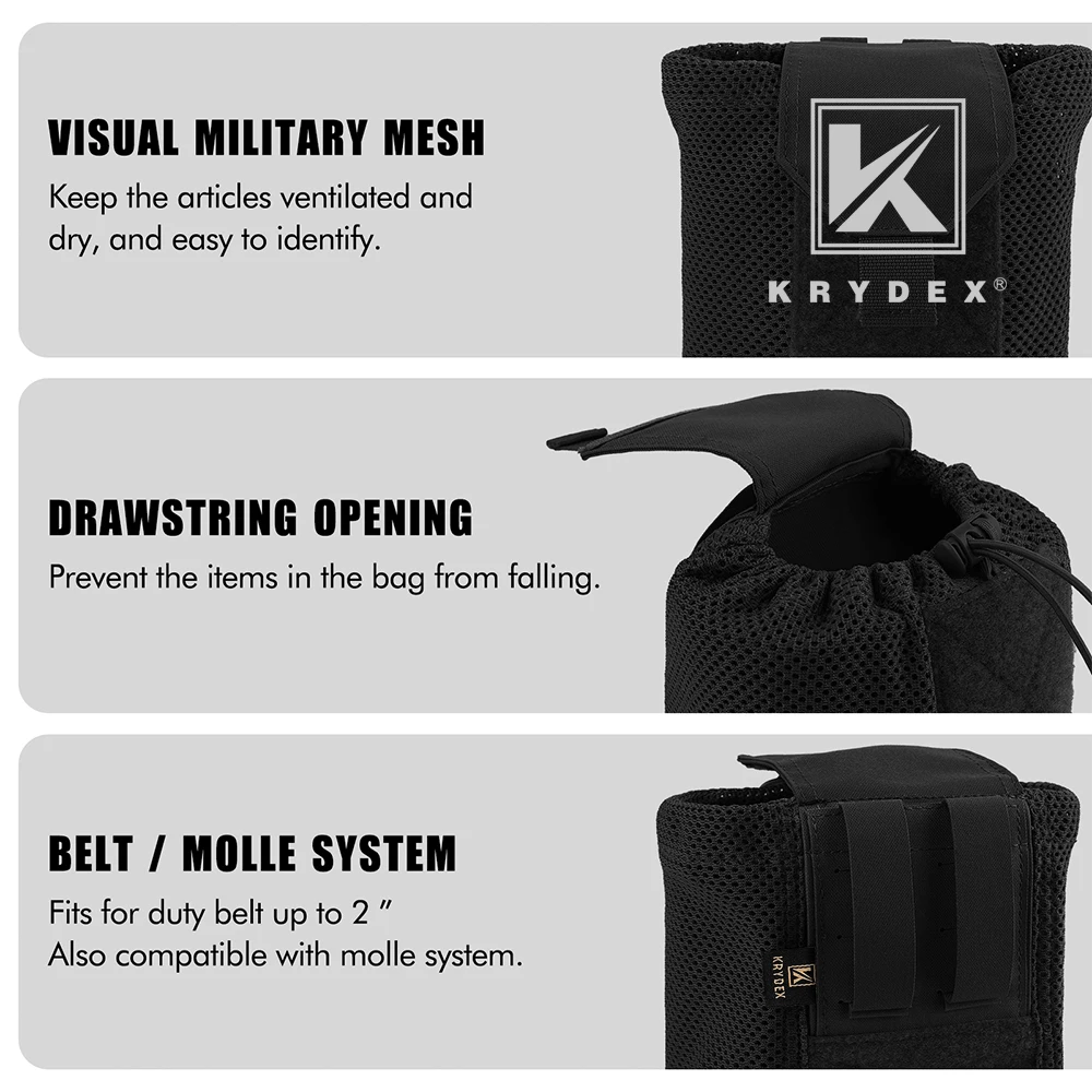 KRYDEX 500D Tactical Drop Dump Pouch Hunting Molle Magazine Pouch Camo Paintball EDC Foldable Recycling Storage Bag Gear