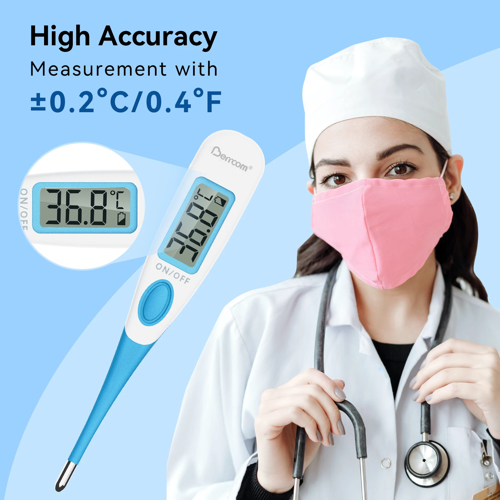 1PCS basal pink digital body Clinical fever Medical Equipment Tools Dry thermometers for people children Waterproof soft head 5