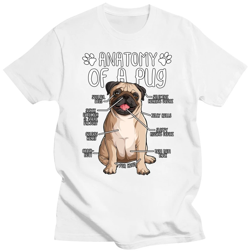 

Funny Anatomy Pug Dog Lover T Shirts Summer Style Graphic Cotton Streetwear Short Sleeve Birthday Gifts T-shirt Mens Clothing
