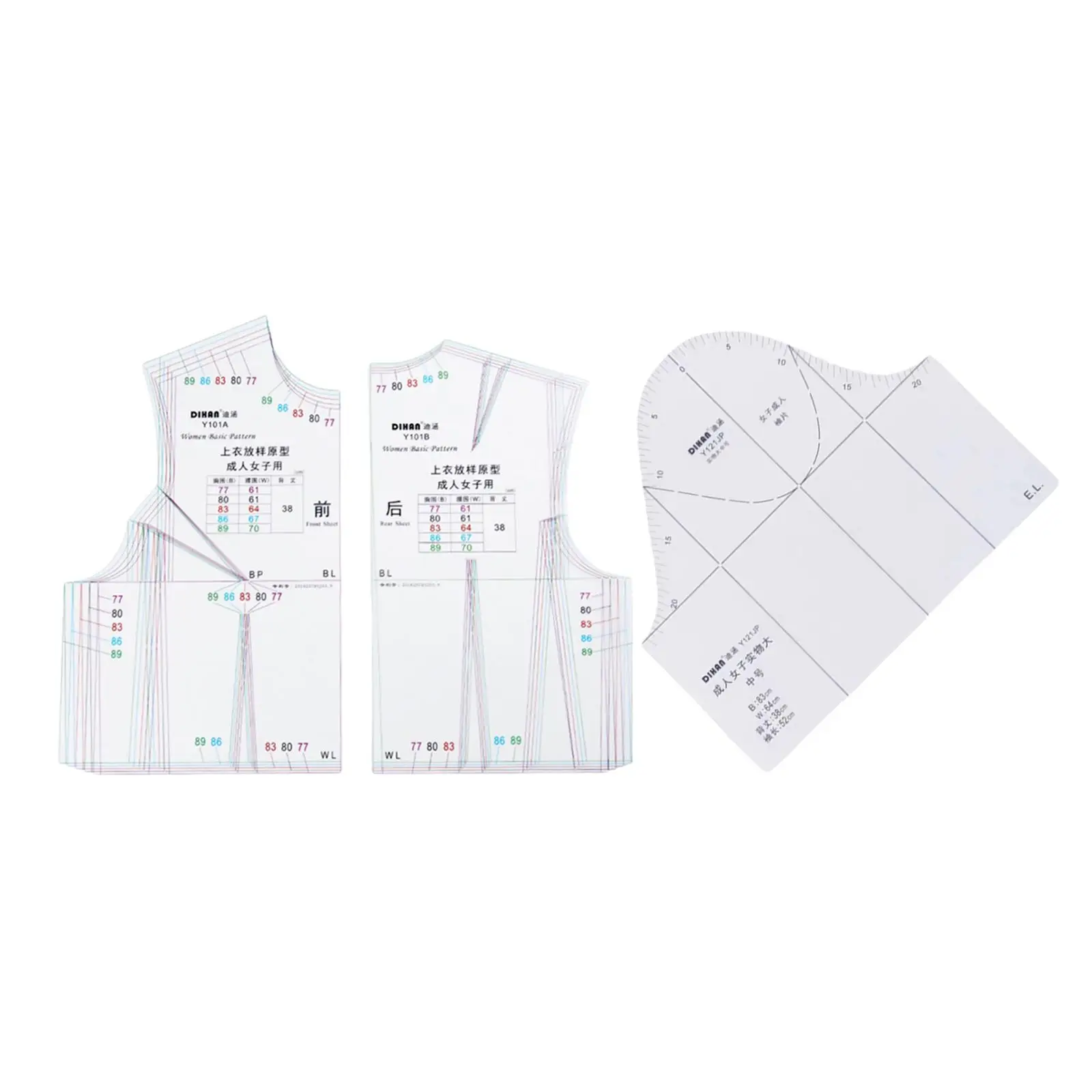 

2Pack 1:1 Fashion Women Ruler Prototype Full Scale Clothes Design Rulers Template Pattern Making Tool Pattern Ruler