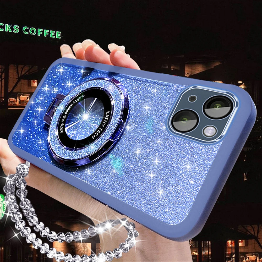 Glitter Crystal Bracelet Phone Holder Case with Bracket Cover