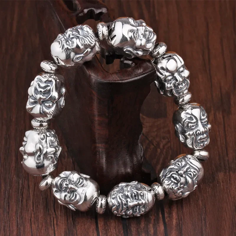 

Vintage Fashion Personality 18 Arhat Handstring Bracelet Hip Hop Punk Open Bracelet Banquet Jewelry Accessories Gift