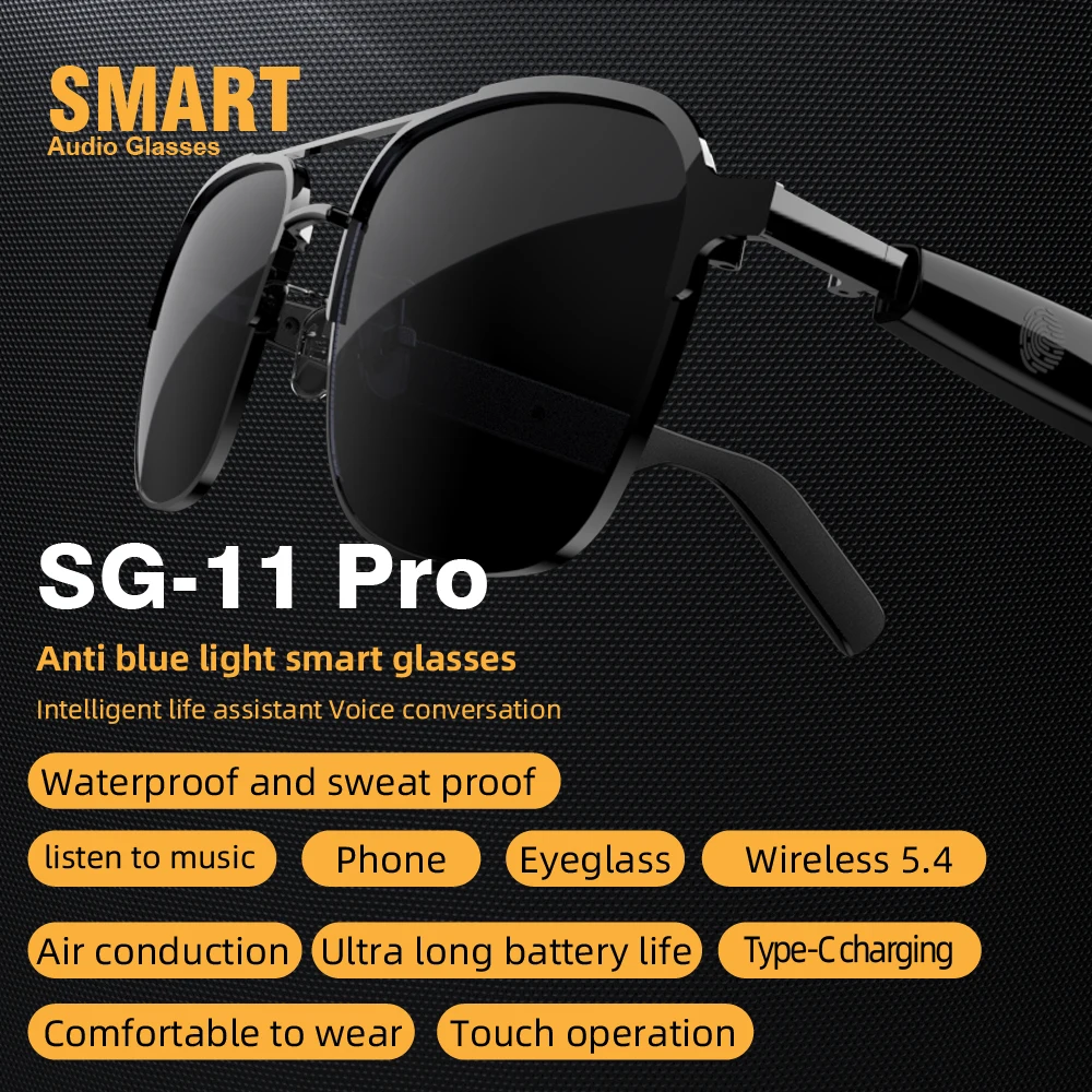 New SG-11 Smart Wireless Bluetooth Listen Music To Answer The Phone Men And Women Fashion Anti-blue Light Glasses_voghion.com