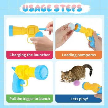 Plush Ball Shooting Gun Cat Toys Interactive Kittens Mini Pompoms Launcher Games Pet Accessories Supplies Indoor Cats Self Play 5