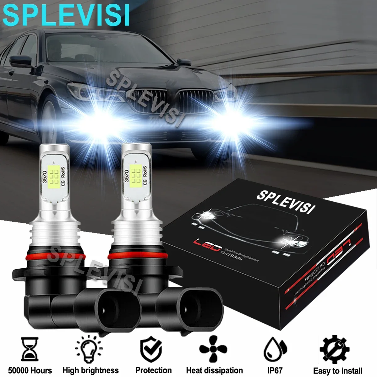 LED Foglight Bulbs 6000K White Fit For BMW E39 E60 E61 2004 2005-2010 BMW 5 Series E60 3 Series E91 Touring 2005-2012 2x