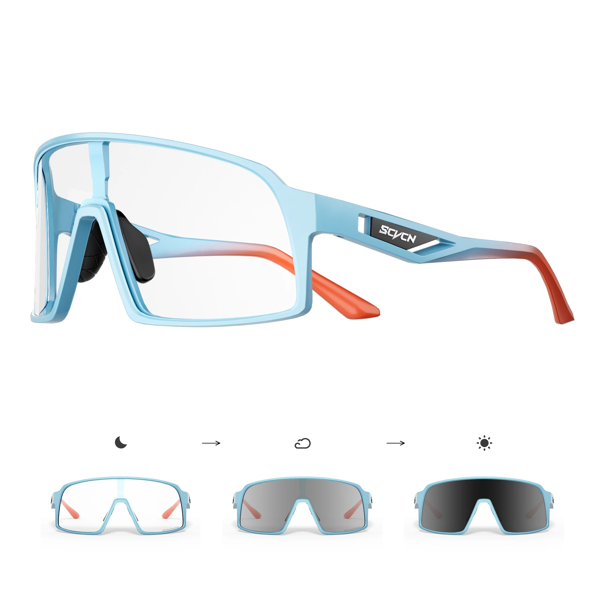SCVCN Photochromic Cycling Glasses Men Women Running Sunglasses Outdoor Sports Motorcycle Bike Riding Eyewear Driving Fishing