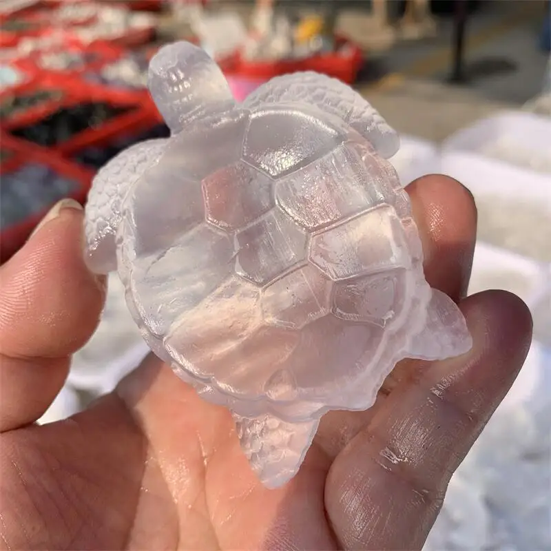 Natural Selenite Tortoise Statue Healing Crystal Quartz Hand Carved Figurine Reiki Gem Fengshui Home Decoration 1pcs 5