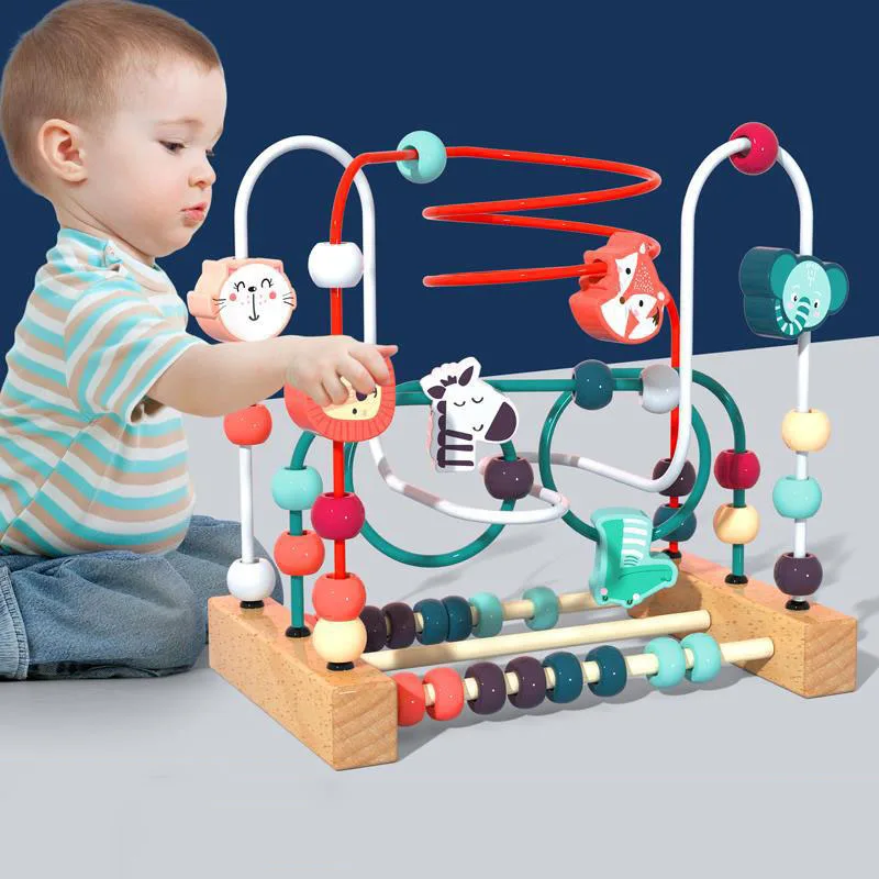 

Montessori Baby Toys Wooden Roller Coaster Bead Maze Toddler Early Learning Educational Puzzle Math Toy for Children 1 2 3 Years